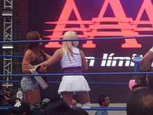 James (left) and Sexy Star (right) at the 2011 Verano de Escandalo event Mickie verano.JPG