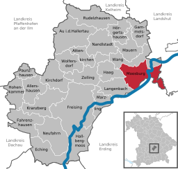 Läget för Moosburg an der Isar i Landkreis Freising