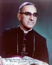 Archbishop Romero spoke out against social injustice and violence amid the escalating conflict between the military government and left-wing insurgents that led to the Salvadoran Civil War. O.Romero 1979 autographed photo.jpg