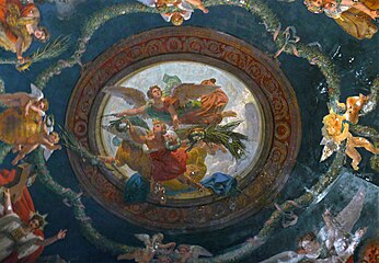 Fresco de la bóveda: Anges préparant l'Apothéose de saint Maurice.