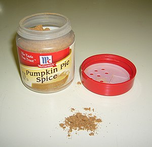 A container of pumpkin pie spice.