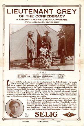 Description de l'image Release flier for LIEUTENANT GREY OF THE CONFEDERACY, 1911.jpg.