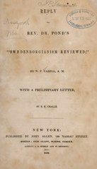 Reply to Rev. Dr. Pond's "Swedenborgianism Reviewed" by Nathaniel Francis Cabell