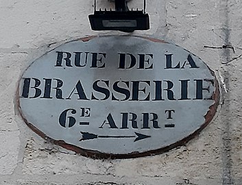 Ancien panneau de la rue de la Brasserie