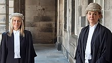 Charteris alongside Dorothy Bain KC, following their appointment as Scotland's law officers at the Court of Session, June 2021 Ruth Charteris and Dorothy Bain at Court of Session.jpg