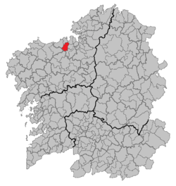 Localización de Culleredo en Galicia.