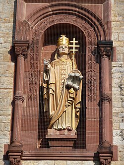 Socha Řehoře II. na chrámu sv. Bonifáce v Heidelbergu