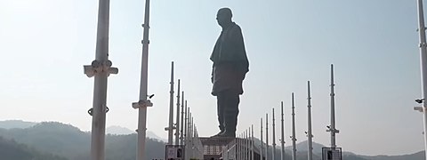 Statue of Unity, seen from the paved approach walkway