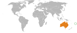 Карта с указанием местоположения Тонга и Австралии