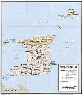 Carte de Trinité-et-Tobago avec la Cordillère septentrionale dans le nord de l'île principale.