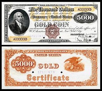 $5,000 (specimen) James Monroe