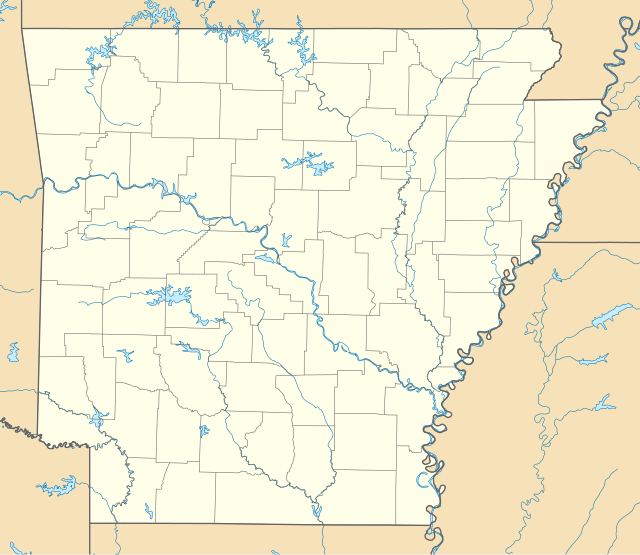 Mapa konturowa Arkansas, w centrum znajduje się punkt z opisem „Little Rock”