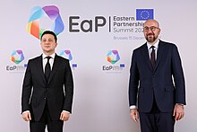 Ukraine President Volodymyr Zelenskyy meets President of the European Council Charles Michel during the sixth Eastern Partnership Summit, 15 December 2021.jpg