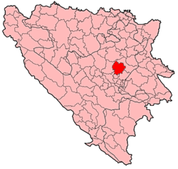 Location of Vareš within Bosnia and Herzegovina.