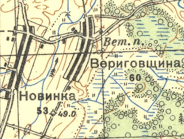 План деревни Новинка. 1937 год