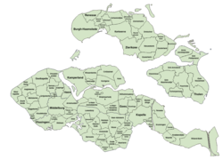 Kaart van kernen op de Zeeuwse eilanden