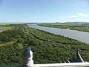 防川風景区から朝鮮・ロシア友情橋と日本海を望む