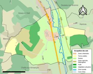 Carte en couleurs présentant l'occupation des sols.