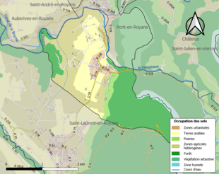 Carte en couleurs présentant l'occupation des sols.