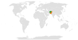 Карта с указанием местоположения Афганистана и Пакистана