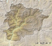 Carte en relief de l'Andorre.