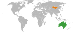 Карта с указанием местоположения Австралии и Монголии