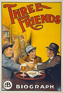 Yönetmenliğini D. W. Griffith'in üstlendiği, 1913 yapımı Amerikan sessiz filmi Three Friends'in posteri. (Üreten: Cleveland : A.B.C. Co.)