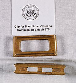 En bloc clip used in Oswald's Carcano rifle