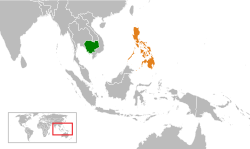 Map indicating locations of Cambodia and Philippines