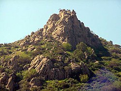 Escorpión Peak (aka: Castle Peak) (1,475 feet/450 m)—east face view from West Hills.