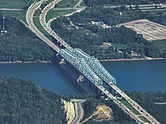 Aerial view of the Combs–Hehl Bridge in 2017