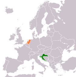 Map indicating locations of Croatia and Netherlands