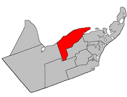 Location within Gloucester County, New Brunswick