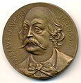 Portrait de Gustave Flaubert par Gaston Bigard, médaille bronze 50 mm.