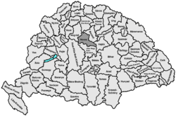 Heves vármegye elhelyezkedése a Magyar Királyság térképén