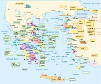 Англомовна мапа Гомерівської (Архаїчної) чи догомерівської (Мікенської) Греції