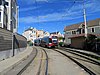 An inbound train at Right Of Way/21st Street, 2019