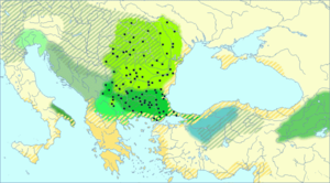 Mapa. Kontury Bałkanów, Italii i Azji Mniejszej. Różnokolorowe obszary