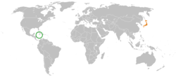 JamaicaとJapanの位置を示した地図
