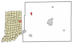Location of Pennville in Jay County, Indiana.