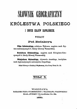 Karta tytułowa Słownika geograficznego Królestwa Polskiego i innych krajów słowiańskich.jpg