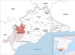 Kommunens läge i provinsen Málaga