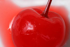 A macro photo of a Maraschino cherry, taken wi...