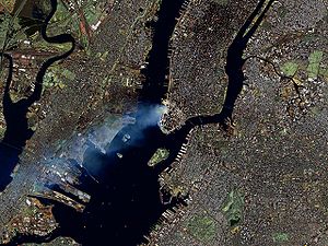 Landsat 7 image of Manhattan on September 12, ...