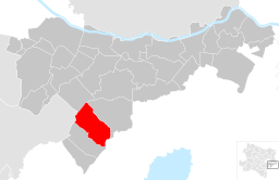 Kommunens läge i distriktet Bruck an der Leitha