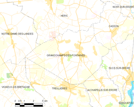 Mapa obce Grandchamps-des-Fontaines