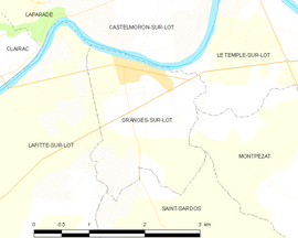 Mapa obce Granges-sur-Lot