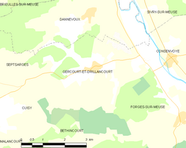 Mapa obce Gercourt-et-Drillancourt