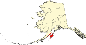 Карта Аляски с указанием района острова Кадьяк