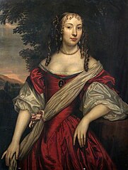 Jan Mytens: Henriette d'Angleterre, um 1665. Ein schlichtes rotes Seidenkleid in englischer Manier.
